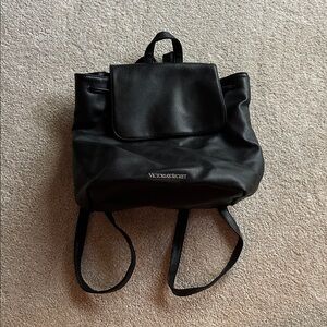 Victoria's Secret Sleek Black Leather Backpack
